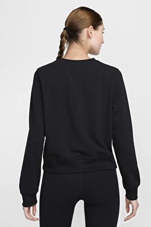 Nike Dri-FIT One Women's Crew Neck French Terry Kadın Reflektörlü Fransız Havlu Sweatshirt Siyah