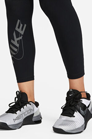 Nike Pro Dri Fit Grafik Mid Rise 7/8 Lenght Tight Kadın Antrenman Taytı Siyah