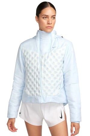 Nike Therma Fit ADV Repel AeroLoft Running Full Zip Hoodie Lİght Blue Kadın Bol Kesim Kaz Tüyü Kapüşonlu Ceket Açık Mavi