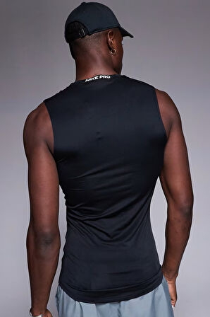Nike Pro Dri Fit Tight Sleeveless Fitness Training Erkek Dar Kalıp Antrenman Kolsuz Tişört Siyah