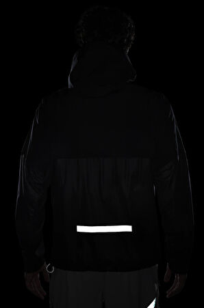 Nike Running Storm Fit Division Aerogami Jacket Erkek Su itici Kapüşonlu Reflektörlü Yürüyüş Koşu Ceketi Siyah