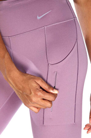 Nike Trainng Go Dri Fit İnfinaLock 7/8 Leggings 6 Cepli Toparlayıcı Reflektörlü Antrenman Taytı Lila