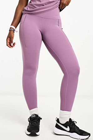 Nike Dri Fit Universa High Rise 7/8 Length Kadın Yüksek Bel Lazer Kesim Toparlayıcı 2 Cepli Dalgıç Kumaş Tayt Lila