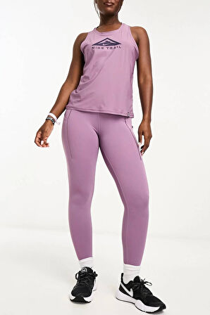 Nike Dri Fit Universa High Rise 7/8 Length Kadın Yüksek Bel Lazer Kesim Toparlayıcı 2 Cepli Dalgıç Kumaş Tayt Lila