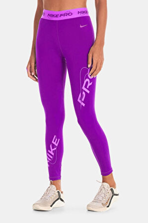 Nike Pro Dri Fit Grafik Mid Rise 7/8 Lenght Tight Purple Kadın Antrenman Taytı Mor
