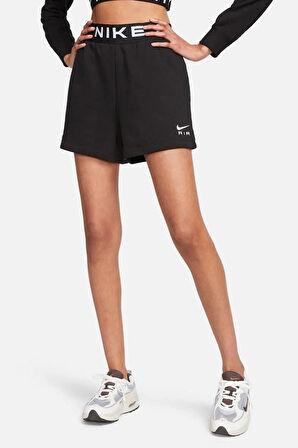 Nike Sportswear Essential Women's French Terry High Rise Shorts Black Pamuklu Yüksek Bel Kısa Kadın Şort Siyah