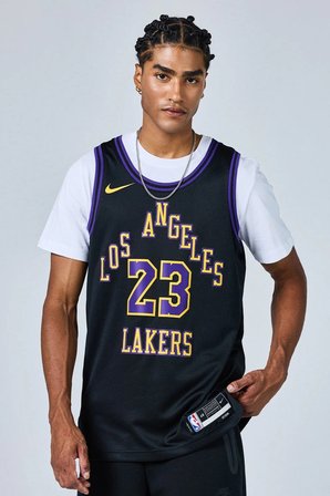Nike Dri Fit Los Angeles Lakers 2023/24 City Edition Basketball Jersey Lebron James Basketbol Forması Siyah