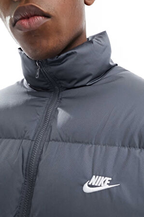 Nike Clup Puffer Synthetic Fill Full Zip Loose Fit Men's Jacket Erkek Bol Kesim Suitici Mont Gri