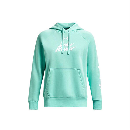 Under Armour Ua Rival Fleece Graphic Hdy Kadın Sweatshirt 1379609-361 Turkuaz