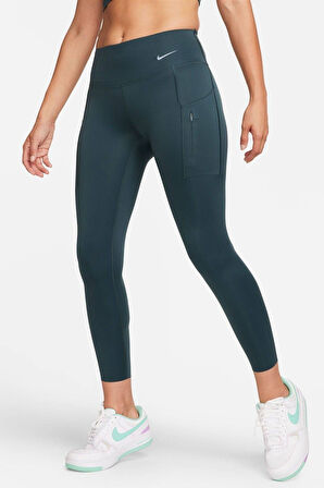 Nike Trainng Go Dri Fit İnfinaLock 7/8 Leggings 6 Cepli Toparlayıcı Reflektörlü Antrenman Taytı Koyu Yeşil