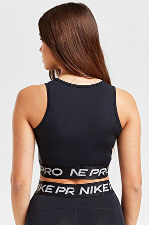 Nike Pro Training Dri Fit Shine Crop Tank Top Kadın Parlak Swoosh Crop Atlet Siyah