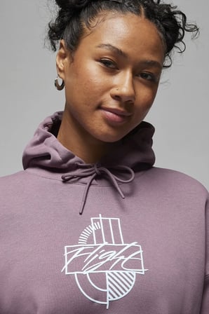 Nike Jordan Essentials Brooklyn Loose Fit Graphic Hoodie Bol Kesim Kapüşonlu Kadın Sweatshirt Mor