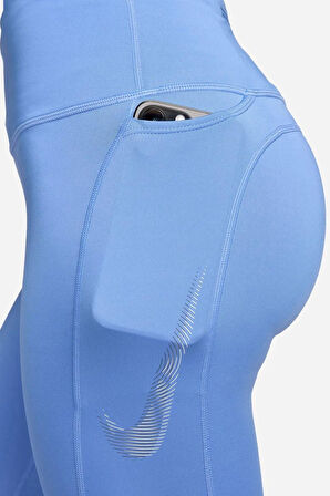 Nike Dri Fit Fast Mid Rise 7/8 Tight Hbr Kadın Toparlayıcı 3 Cebli Koşu Antrenman Taytı Mavi