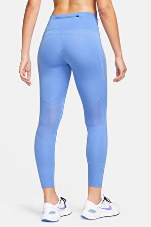 Nike Dri Fit Fast Mid Rise 7/8 Tight Hbr Kadın Toparlayıcı 3 Cebli Koşu Antrenman Taytı Mavi