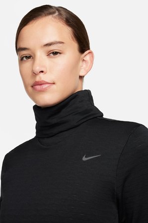 Nike Swift Element Therma Fit Running Womens Sweatshirt Kadın Cepli Boğazlı Yaka Koşu Sweatshirt Siyah