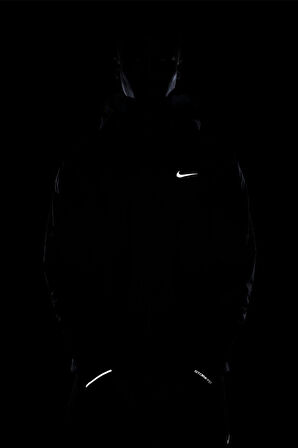 Nike Running Storm Fit Windrunner Hoodie Jacket Erkek Su itici Kapüşonlu Reflektörlü Yürüyüş Koşu Ceketi Siyah