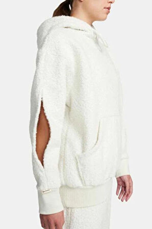 Nike Sportswear Collection Sherpa Oversize Hoodie Kadın Kapüşonlu Şerpa Peluş Sweatshirt Taş