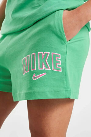 Nike Sportswear Jersey High Waist Yüksek Bel Pamuklu Standart Kesim Kadın Şort Yeşil