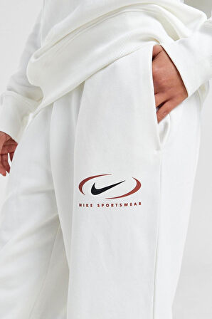 Nike Sportswear Phoenix Fleece Oversize High Rise Pants Kadın Oversize Yüksek Belli Şardonlu Eşofman Altı Beyaz
