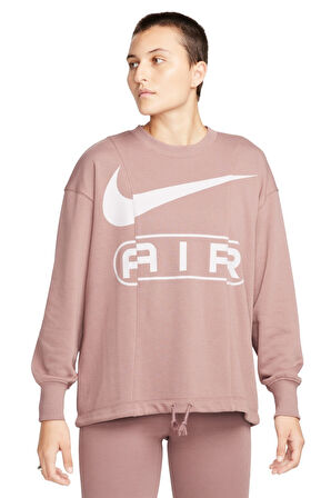 Nike Air Women's Oversized Crew Neck French Terry Sweatshirt Kadın Geniş Kalıp Sweatshirt Kahve