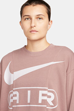 Nike Air Women's Oversized Crew Neck French Terry Sweatshirt Kadın Geniş Kalıp Sweatshirt Kahve