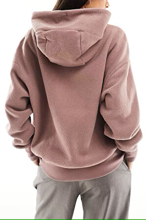 Nike Sportswear Phoenix Plush Oversize Hoodie Kadın Peluş Kapüşonlu Sweatshirt Yıldız Moru Kahve