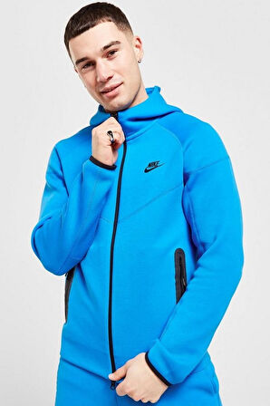 Nike Tech Fleece Full Zip Windrunner Hoodie Kapüşonlu Unisex Sweatshirt Sax Mavi