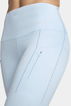 Nike Trainng Go Dri Fit İnfinaLock Full Length 6 Cepli Toparlayıcı Reflektörlü Antrenman Taytı Açık Mavi