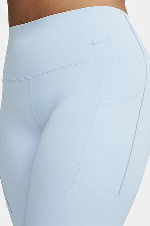 Nike Universa Medium Support High Rise Full Length Kadın Yüksek Bel 2 Cepli Toparlayıcı Tayt Açık Mavi