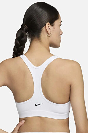 Nike Dri-Fit Swoosh Graphic Light Support Bra Kadın Spor Bra Beyaz