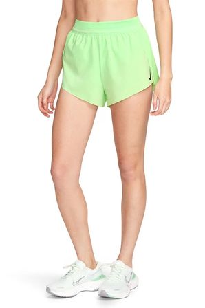 Nike AeroSwift Dri Fit ADV 3" Mid Rise Brief Lined Running Short Green Kadın Pileseli Slip Astarlı Koşu Şortu Yeşil Yeşil