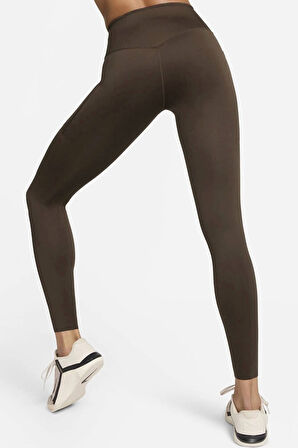 Nike Trainng Go Dri Fit İnfinaLock Full Length 6 Cepli Toparlayıcı Reflektörlü Antrenman Taytı Koyu Kahverengi