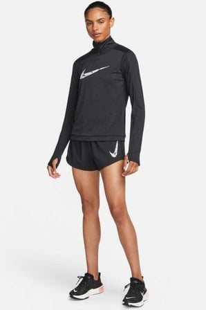 Nike One Swoosh Dri Fit MR Loose Fit Womens Running Short Slip Astarlı Bol Kesim Kadın Koşu Antreman Şortu Siyah