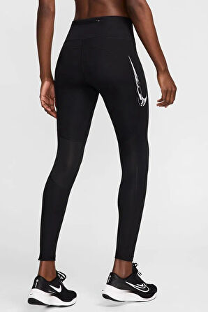 Nike Dri Fit Fast Mid Rise 7/8 Leggings Tight Kadın 3 Cepli Spor Tayt Siyah