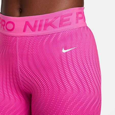 Nike Pro Dri Fit Trainning Medium Support Mid Rise 7/8 Length Kadın Desenli Antrenman Taytı Pembe