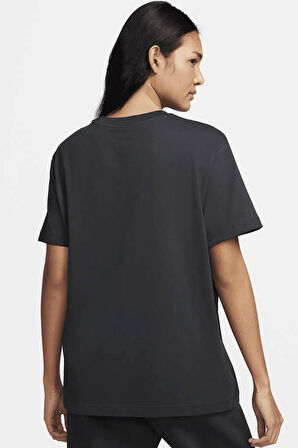 Nike Sportswear Fleece Boyfriend Short Sleeve Pamuklu Bol Kesim Kadın Tişört Antrasit
