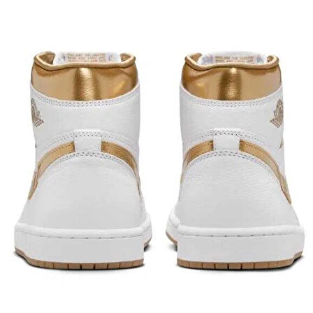 Nike Air Jordan 1 MİD Retro Unisex Sneaker Hakiki Deri Bilekli Spor Ayakkabı Beyaz-Gold
