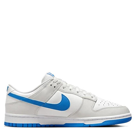 Nike Dunk Low Retro Leather Erkek Sneaker Hakiki Deri Beyaz Mavi Swoosh Spor Ayakkabı