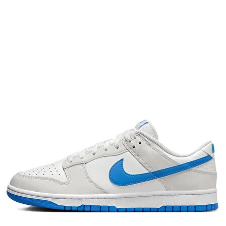 Nike Dunk Low Retro Leather Erkek Sneaker Hakiki Deri Beyaz Mavi Swoosh Spor Ayakkabı