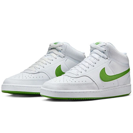 Nike Court Vision Mid Sneaker Bilekli Günlük Beyaz Yeşil Swoosh Spor Ayakkabı 