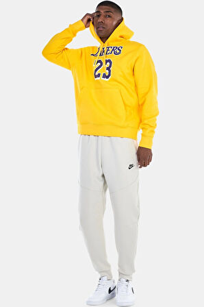 Nİke NBA Los Angeles Lakers Club Pullover Hoodie Erkek Kapüşonlu Basketbol Sweatshirt Sarı