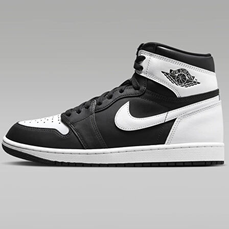 Nike Air Jordan 1 Retro High OG Unisex Sneaker Hakiki Deri Bilekli Günlük Spor Ayakkabı Siyah Beyaz
