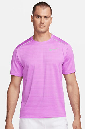 Nike Miler Dri Fit Running Tee Purple Reflektörlü Koşu Antrenman Tişörtü Mor