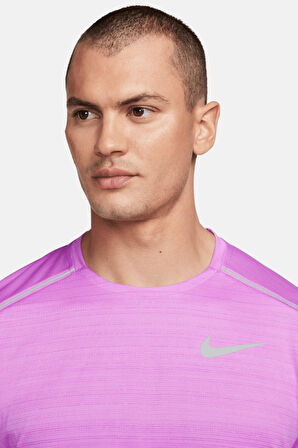 Nike Miler Dri Fit Running Tee Purple Reflektörlü Koşu Antrenman Tişörtü Mor