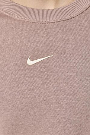 Nike Sportswear Essential Collection Fleece Oversized Purple Kadın Sweatshirt Sütlü Kahve