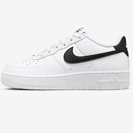 Nike Air Force 1 AF1 GS Leather Unisex Sneaker Swoosh Hakiki Deri Günlük Spor Ayakkabı Beyaz Siyah