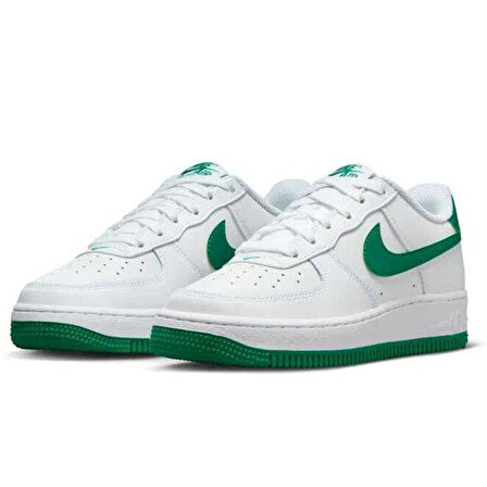 Nike Air Force 1 AF1 GS Leather Unisex Sneaker Green Swoosh Hakiki Deri Günlük Spor Ayakkabı Beyaz Açık Yeşil