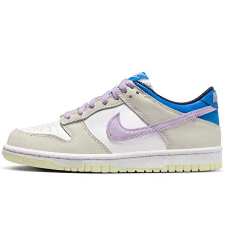 Nike Dunk Low GS Leather Unisex Sneaker Hakiki Deri Beyaz Mor Günlük Spor Ayakkabı