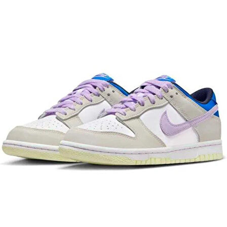 Nike Dunk Low GS Leather Unisex Sneaker Hakiki Deri Beyaz Mor Günlük Spor Ayakkabı