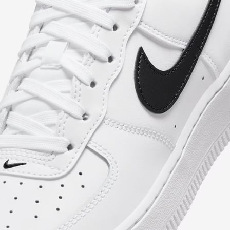 Nike Air Force 1 AF1 GS Leather Unisex Sneaker Swoosh Hakiki Deri Günlük Spor Ayakkabı Beyaz Siyah